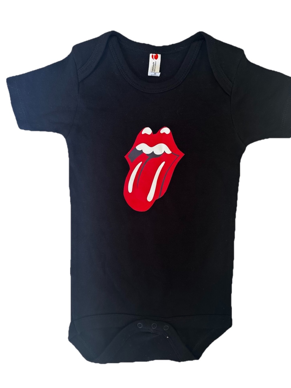 Black Baby Bodysuit with Red Tongue Graphic - Kids One-Piece